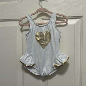 Planet Sea White One Piece Gold Heart Bathing Suit Size 12m